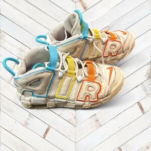 Nike Kids Sneakers in Cream, Blue, and Orange